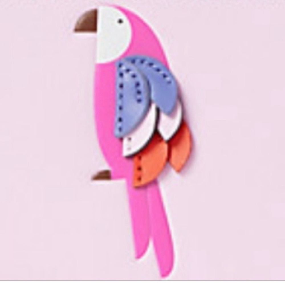 Kate Spade Pink Parrot Flock Party Large Continental Zip Around Wallet - Picture 3 of 14